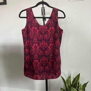 CAbi Red and Purple Floral Sleeveless Top